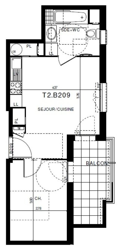 Appartement T2 – 36m² – 600€/mois