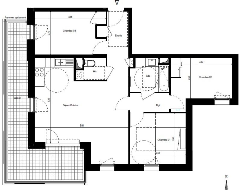 Appartement T4 – 78m² – 870€/mois