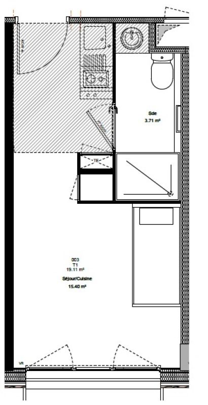 Appartement T1 – 19m² – 515€/mois