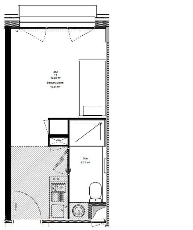 Appartement T1 – 19m² – 515€/mois