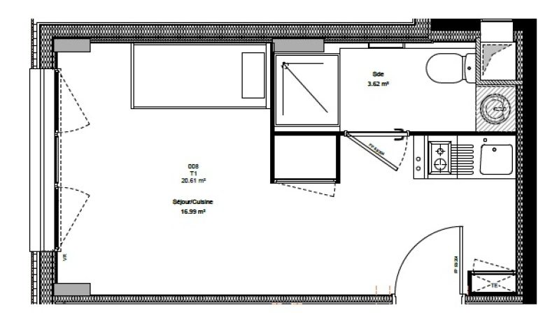 Appartement Studio – 20m² – 546€/mois
