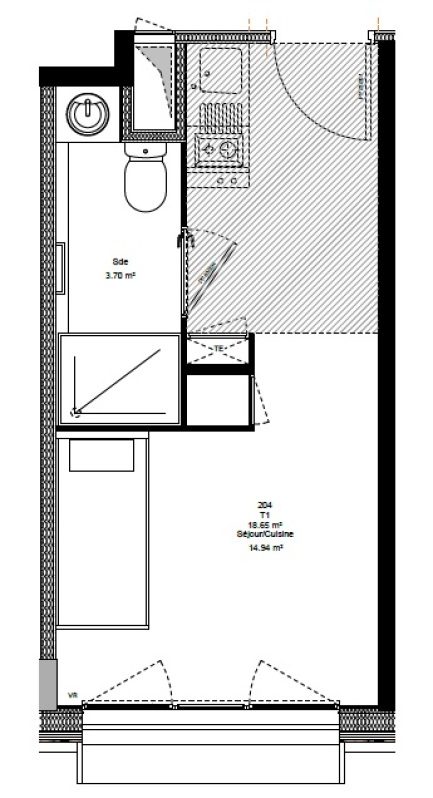 Appartement Studio – 18m² – 514€/mois
