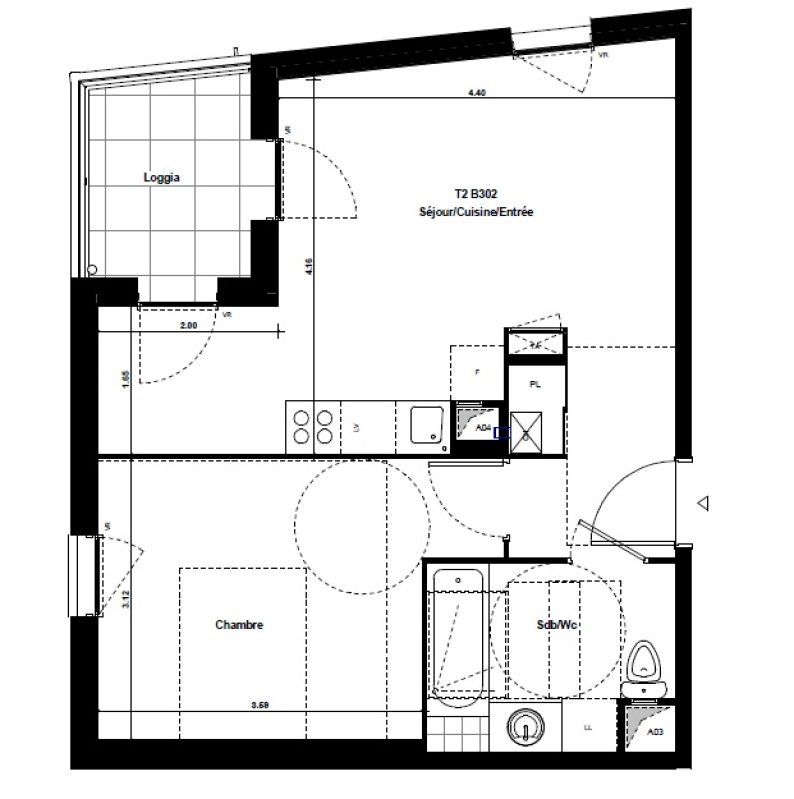 Appartement T2 – 41m² – 603€/mois