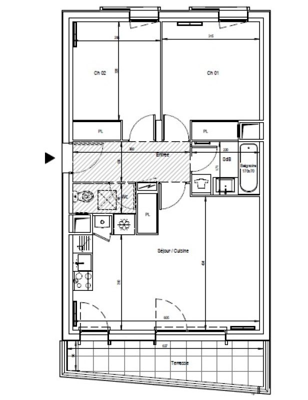 Appartement T3 – 57m² – 950€/mois