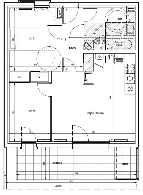 Appartement T3 – 61m² – 1 000€/mois