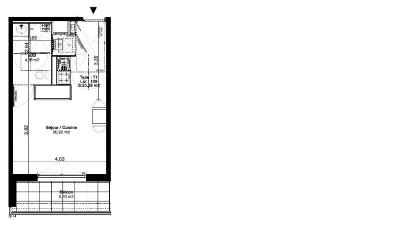 Appartement T1 – 25m² – 473€/mois