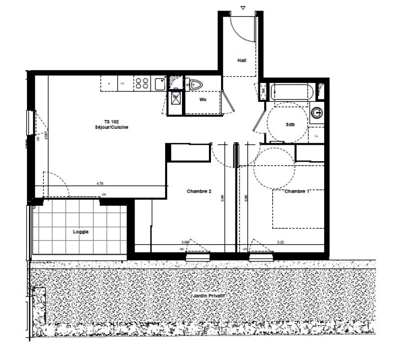 Appartement T3 – 61m² – 794€/mois