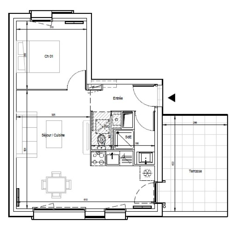 Appartement T2 – 40m² – 770€/mois