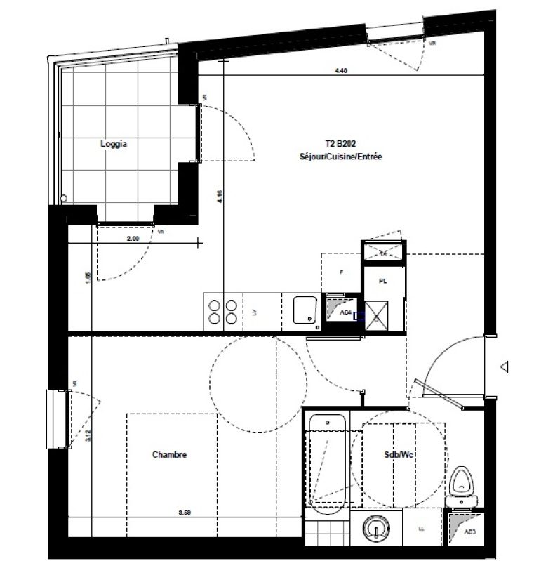 Appartement T2 – 41m² – 594€/mois