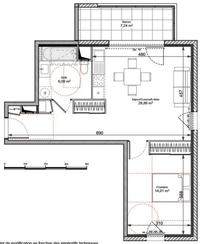 Appartement T2 – 48m² – 651€/mois