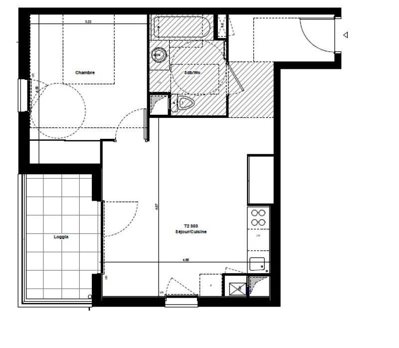 Appartement T2 – 44m² – 598€/mois