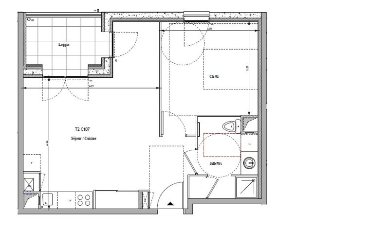 Appartement T2 – 45m² – 629€/mois