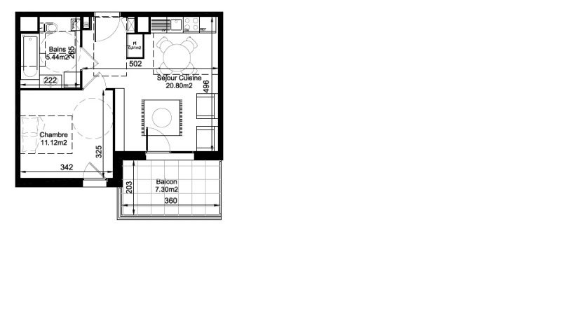 Appartement T2 – 37m² – 594€/mois